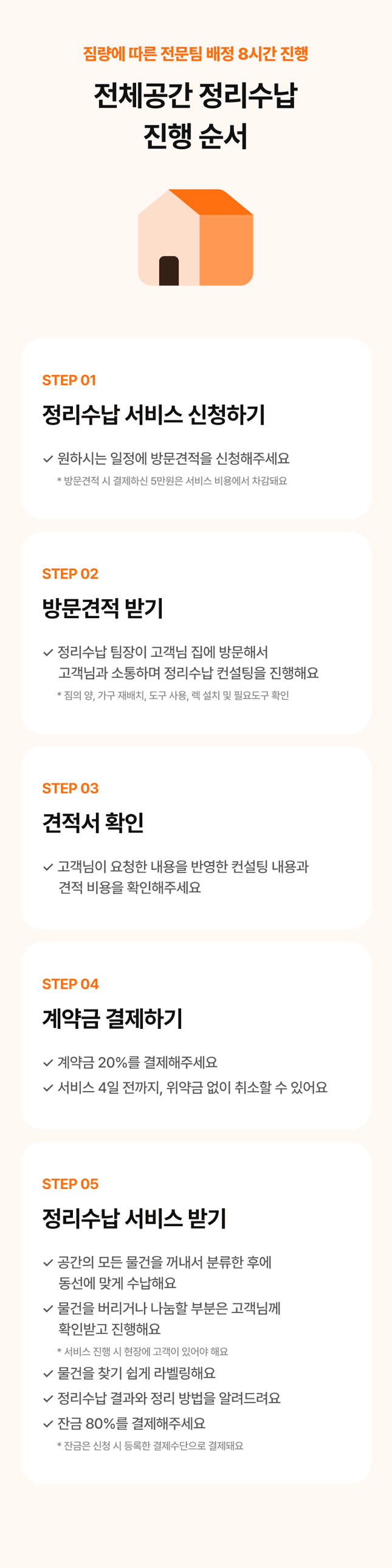 전체공간 정리수납 진행 순서