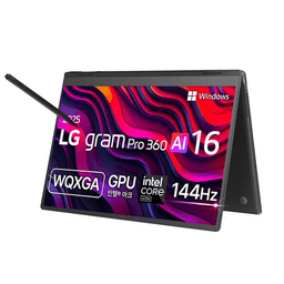 LG전자 2025 그램 Pro 360 AI 16 WQXGA 코어Ultra5, 옵시디안블랙, 512GB, 16GB, WIN11 Home, 16T90TP-GA5BK