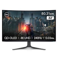 델 4K UHD 에일리언웨어 QD OLED 240Hz 0.03ms 커브드 게이밍 모니터, 80.3cm, AW3225QF